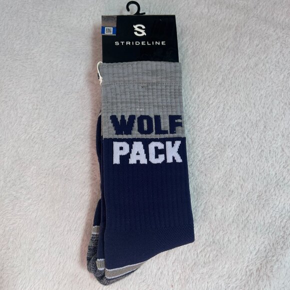 Strideline Nevada Wolf Pack Full Knit 2 Gray/Blue Athletic Crew Socks NCAA New - Picture 1 of 2